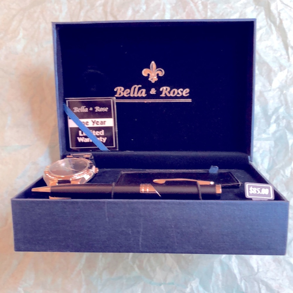 Bella & Rose watch, pen and business card holder